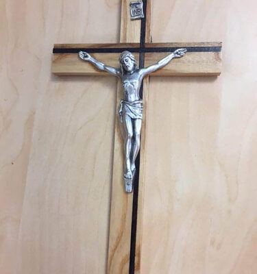 Timber with Metal Crucifix